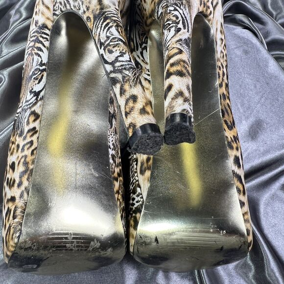 Bumper‎ Boutique Big Cat Tiger Print Ankle Boots Booties Platform High Heel Club - Picture 14 of 15